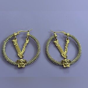 Gold Medusa Hoop Earrings